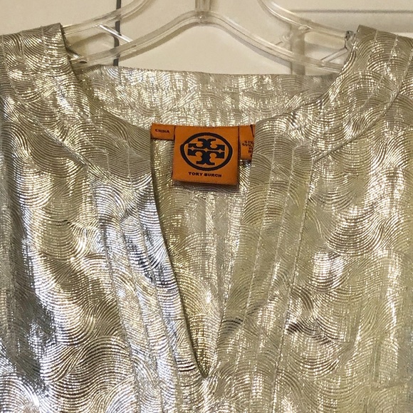Tory Burch gold tunic silk blend dress small 4 - Picture 4 of 16